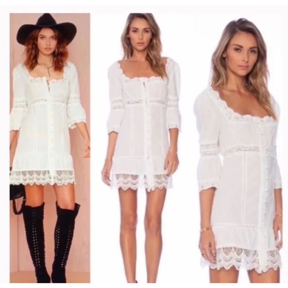 New Stone Cold Fox Austin Dress White Lace Mini Button $280 Retail Sz 2 M